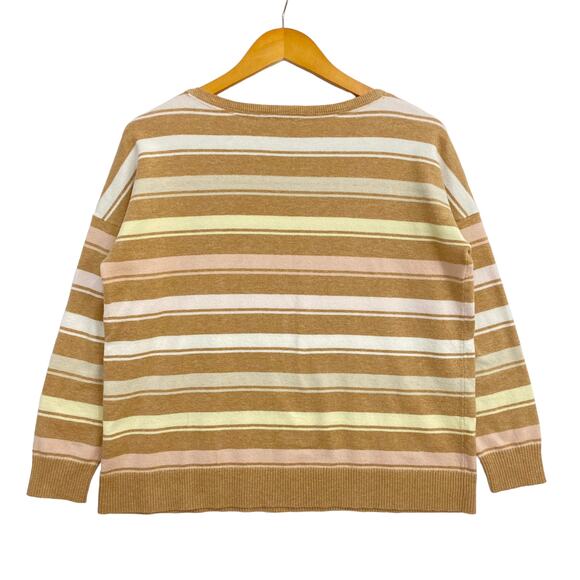 J Jill Knit Sweater Womens Petite Size Small Brown Stripe Print Long Sleeve - Picture 3 of 11